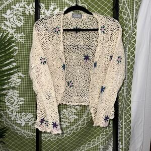 🌸 VINTAGE BONJOUR CROCHET FLORAL CARDIGAN 🌸